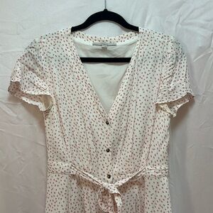 LOFT Pink & White Midi Dress